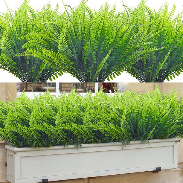 Zukuco Artificial Plants Outdoor Indoor UV Resistant Fake Boston Fern