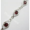 thumbnail image 2 of SilverStarJewel .925 Solid Silver Exclusive Round Red Garnet Artisan Designer Bracelet 7.7", 2 of 2