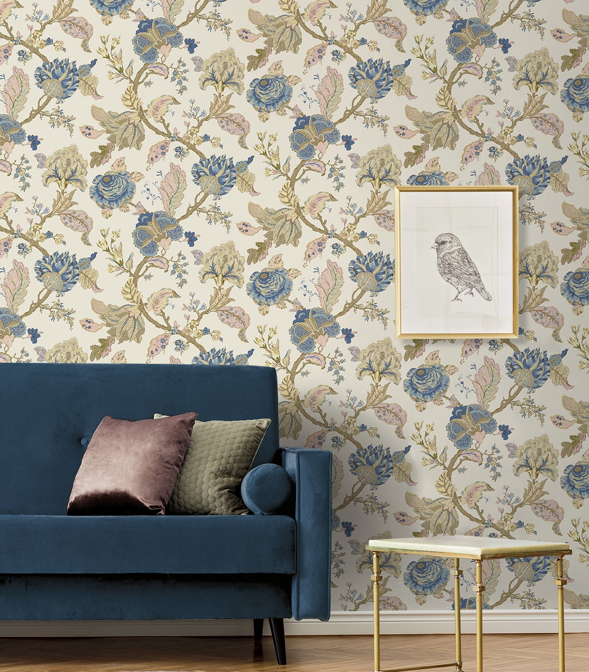 NextWall  Kianna Jacobean Peel and Stick Wallpaper 20.5 in. W x 18 ft. L - Parchment