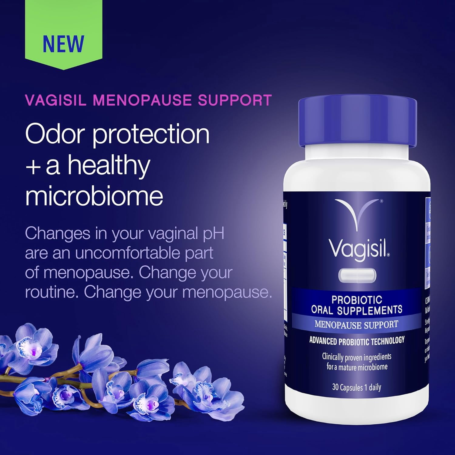 Vagisil Menopause Support Probiotic Oral Supplements, 30 Count