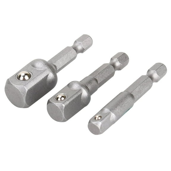 3Pcs Socket Adapter Hex Drive To 1/4" 3/8" 1/2" Hex Shank Drive Power Drill Into Nut Driver Torque Impact Wrench for Cordless Drill Screwdriver, Power Drill ,Driver