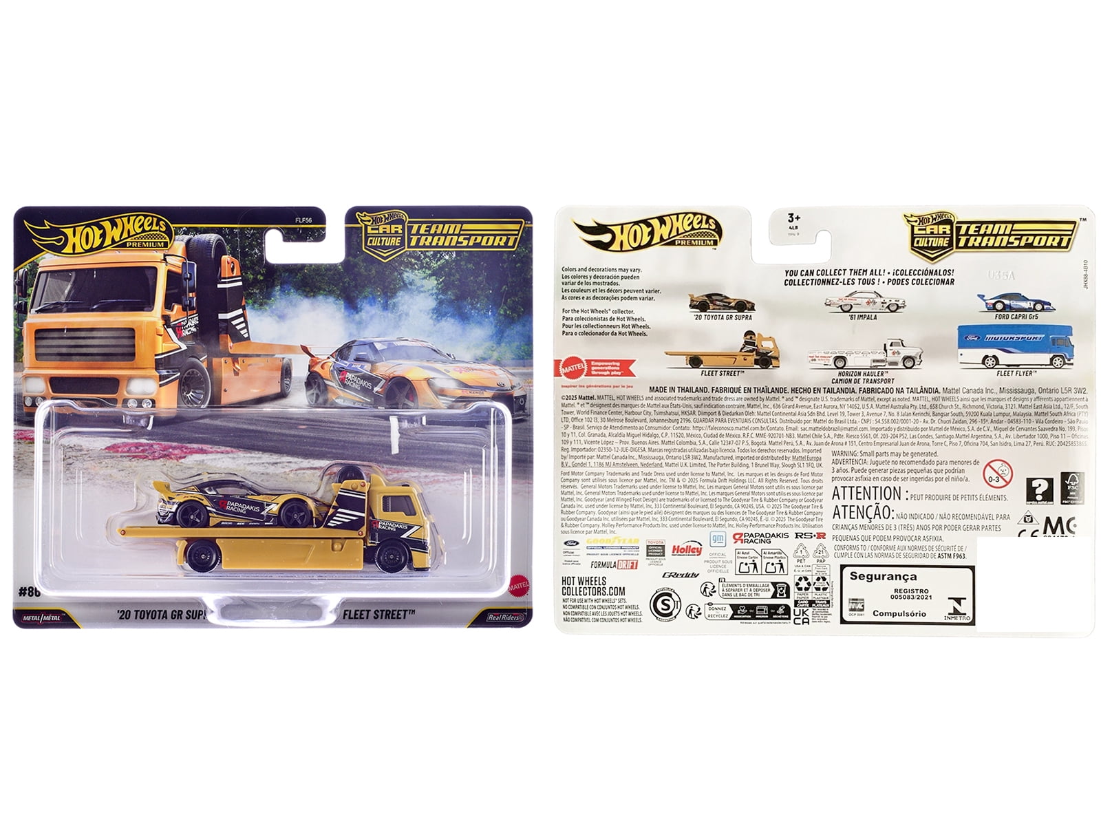 Fleet Street Flatbed Yellow with Graphics & 2020 Toyota GR Supra #15 Yellow with Black Graphics Diecast Model Cars by Hot Wheels