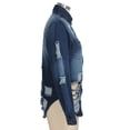 thumbnail image 4 of LUXUR Vestes Camionneur en Denim Usé pour Femmes Trou Automne Veste en Jean Bleu Marine TG, 4 of 7
