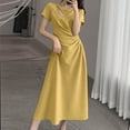 thumbnail image 4 of cocolona Summer Dresses for Women 2025 Fashion Casual Solid Color Long Maxi Dress Short Sleeve Waist Slim Sun Dress M-3XL, 4 of 4