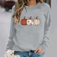 thumbnail image 2 of BiZtdJrK Womens Fall Crewneck Sweatshirts Pumpkin Printed Long Sleeve Casual Pullover Tops Loose Fit Lightweight Halloween Sweatshirt Gray S, 2 of 7