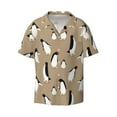 thumbnail image 4 of Uemuo Lovely Penguin Pattern Cotton Linen Short Sleeve Shirts,Casual Lightweight Button Down Shirts,Vacation Beach Summer Tops-Large, 4 of 7