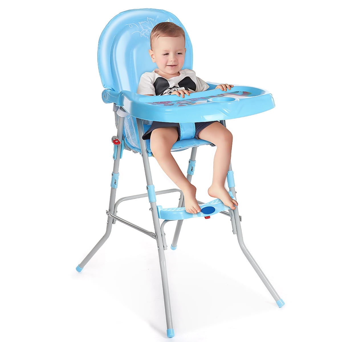 3-in-1 Cozy Baby High Chair & Toddler Chair - Simple Convertible Highchair Folding Dining Chair for Infants & Toddlers - Blue