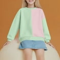 thumbnail image 5 of Girls Crewneck Sweatshirts Fleece Lined Long Sleeve Pullover Pastel Color Block Fall Winter Casual Wear 2-14 Years, 5 of 6