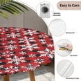 thumbnail image 3 of Christmas Round Tablecloth for 36-44 Inch Tables,Fitted Table Cover with Elastic Edge,Winter Snowflakes Red Black Buffalo Plaid Waterproof Outdoor Table Cloth Protector for Patio Garden Dinner Picnic, 3 of 9
