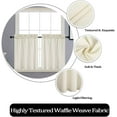 thumbnail image 4 of Yesfashion 3 Pieces Cafe Curtains and Valance Set Kitchen Waffle Weave Fabric Curtains Rod Pocket Light Filtering Curtains, Ivory, 4 of 7
