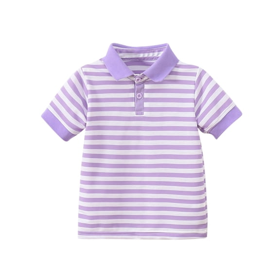 IFNWSV Boys Shirts Short Sleeve T-shirt Short Sleeve Lapel Casual Versatile Top Purple 8 Years