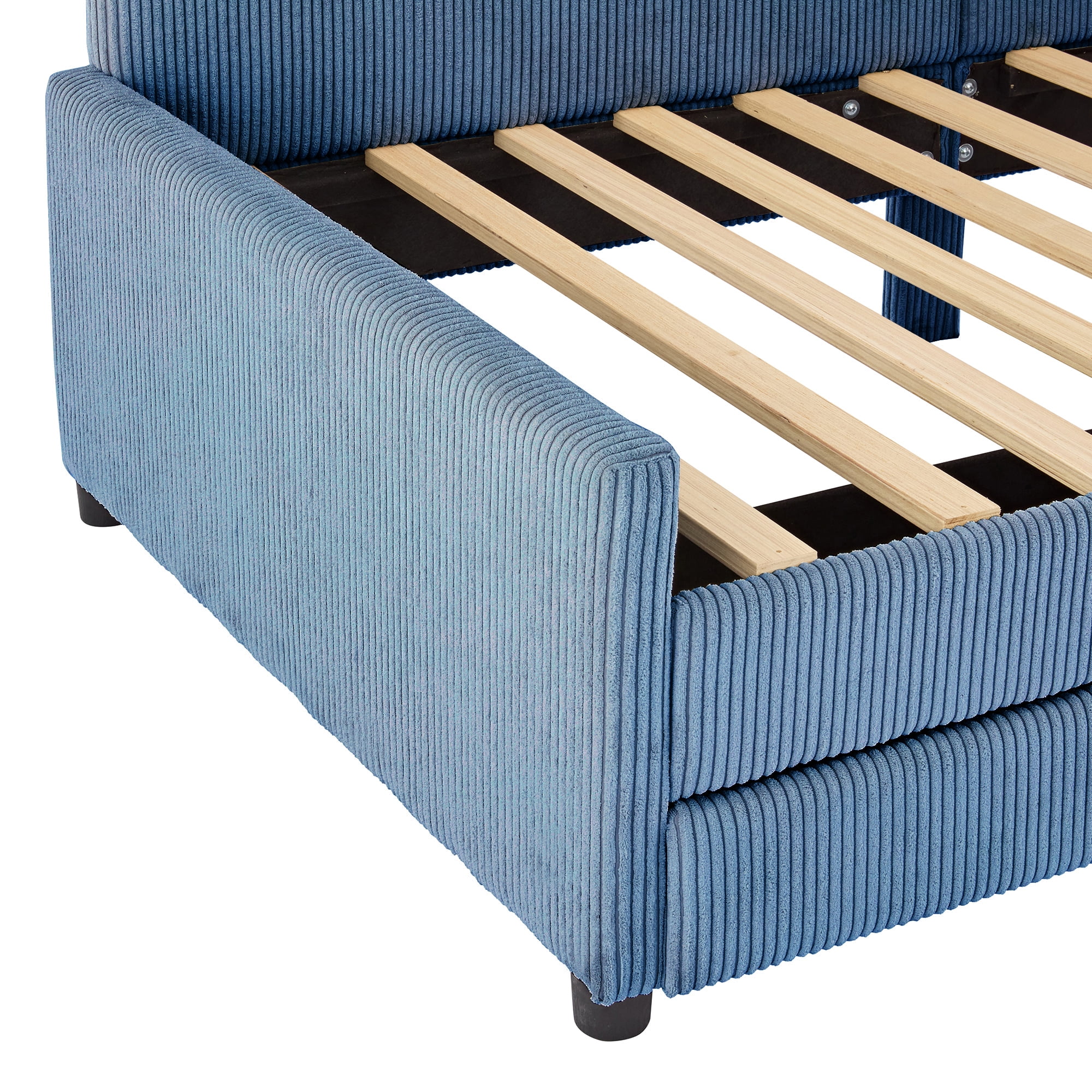 Euroco Upholstered Twin Size Daybed, Sofa Bed with 2 Drawers for Living Room, Blue