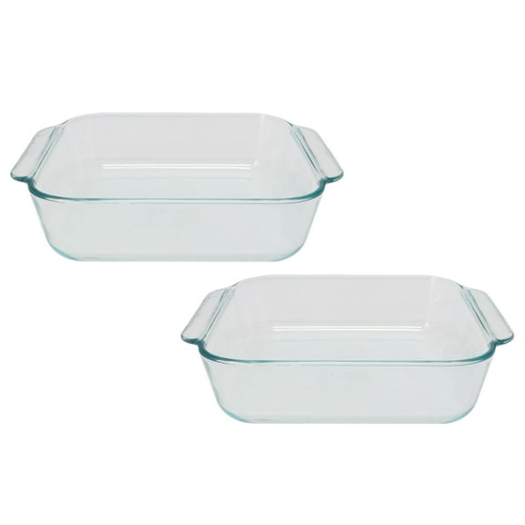 Pyrex 222 2-Quart Square Clear Glass Casserole Baking Dish (2-Pack)