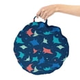 thumbnail image 2 of Deep Sea Round Floor Cushion with Handle, Colorful Mantas Fish Silhouettes Repetitive Pattern Nautical Sea Animal, Pillow for Living Room & Dorms, 18" Round, Night Blue Multicolor, by Ambesonne, 2 of 4