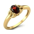 thumbnail image 2 of 925 Sterling Silver Gold Vermeil 6X4mm Oval Garnet Solitaire Women Mother's Day Gift Ring, 2 of 3