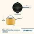 thumbnail image 3 of Farberware Style 3 Quart Nonstick Straining Saucepan with Tempered Glass Lid, Dishwasher Safe and Oven Safe to 500°F, Yellow, 3 of 17