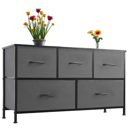 EDX 5-Drawer Dresser, Large Capacity Fabric Organizer, Grey