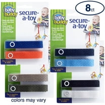 Baby Buddy Secure-a-Toy for Toddlers, Secures Toys, Teether to Stroller, Boy Colors, 8 Count