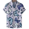 thumbnail image 3 of Camisa hawaiana con estampado de mariposa en 3D de dibujos animados, blusa de solapa de manga corta para hombre, camisetas casuales holgadas para vacaciones de verano en la calle, 3 of 4