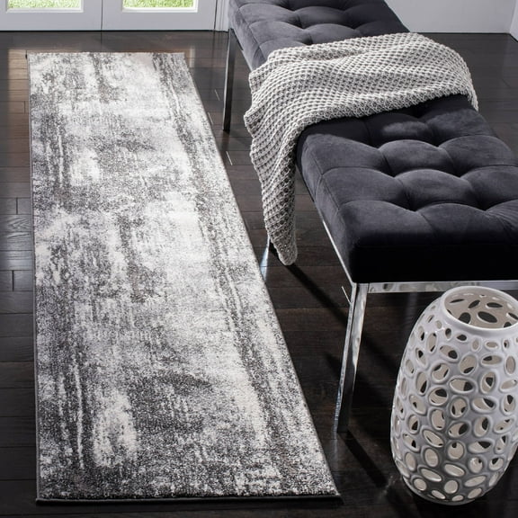 SAFAVIEH Spirit Pauletta Abstract Overdyed Runner Rug, Dark Grey/Ivory, 2' x 8'