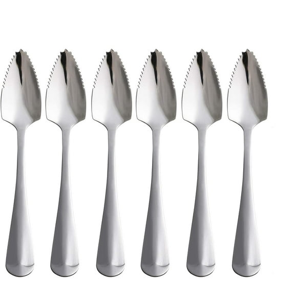 Grapefruit Spoon Set 6 Pieces Of Food Grade Stainless Steel Dessert Spoon Mirror Fruit Spoon, Serrated Grapefruit Tableware Tool, Suitable For Citrus Fruit Kiwi Salad Dessert