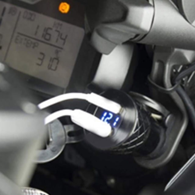 USB Socket, 12V-24V Motorcycle USB Port Power Socket With LED Display EU Plug