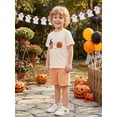 thumbnail image 6 of Loicainy Baby Toddler Boys Halloween Outfit 12 18 24 Months 2T 3T 4T 5T Short Sleeve Pumpkin Ghost Embroidery Tops with Plaid Shorts 2Pcs Kids Clothes Set, 6 of 9