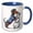 Blue/White, variant on 3drose, Funny Cute Colorful Dachshund Dog in Sweater Building Snowman Abstract, 11oz Two-tone Green Mug