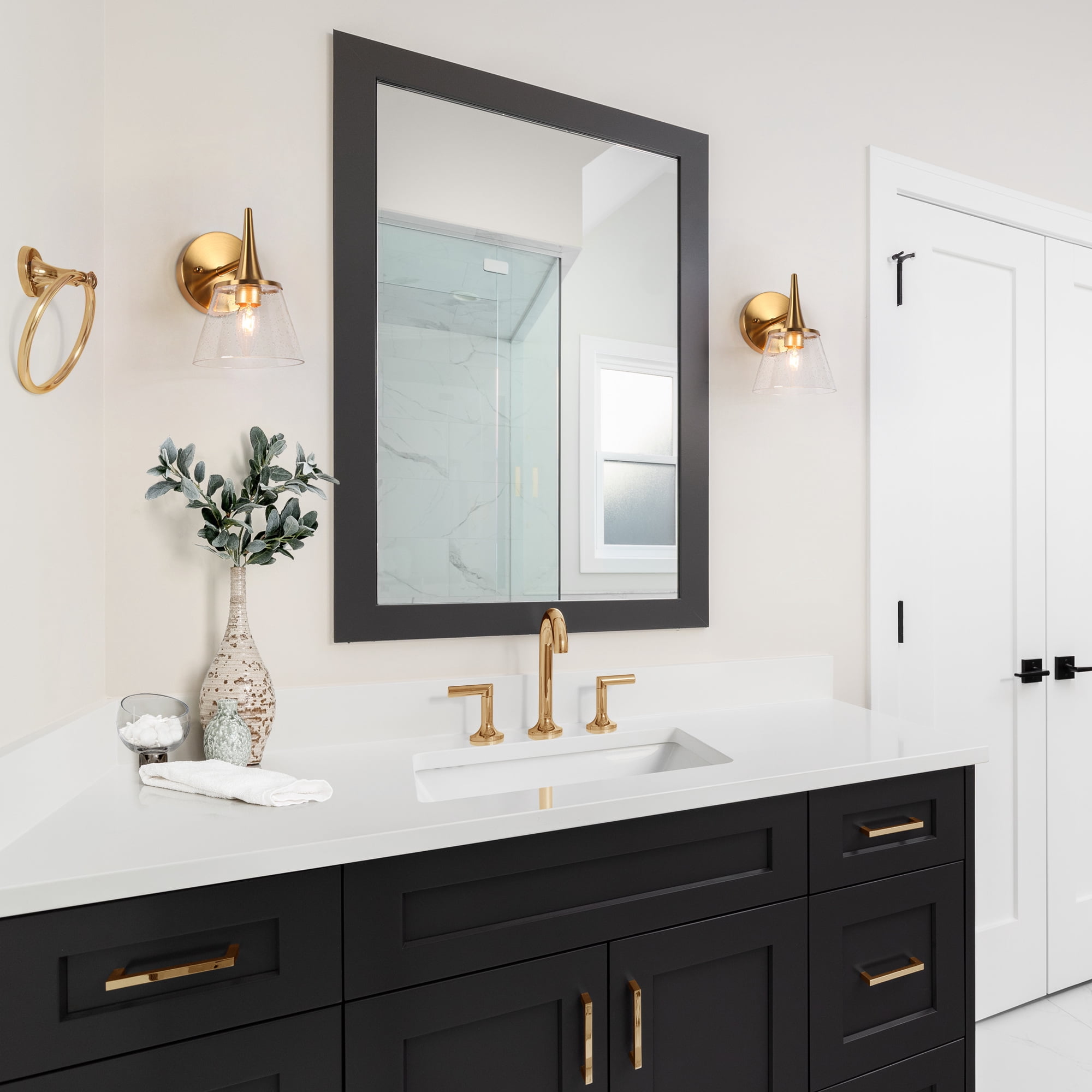 LNC Quoridan 5.9-in W 1-Light Polished Brass Modern/Contemporary LED Wall Sconce