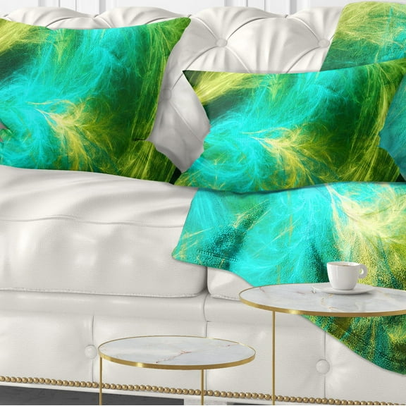 Designart Green Mystic Psychedelic Design - Abstract Throw Pillow - 12x20
