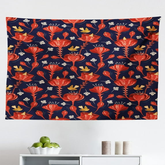 Tribal Tapestry, Grunge and Tribal Inspired Pattern of Prehistoric Artwork of Animals, Fabric Wall Hanging Decor for Bedroom Living Room Dorm, 2 Sizes, Cinnamon Khaki, by Ambesonne