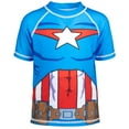 thumbnail image 4 of Marvel Avengers Captain America Little Boys Rash Guard and Swim Trunks Outfit Set Toddler to Big Kid, 4 of 5