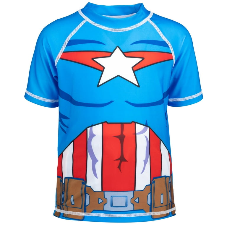 Marvel Avengers Captain America Little Boys Rash Guard and Swim