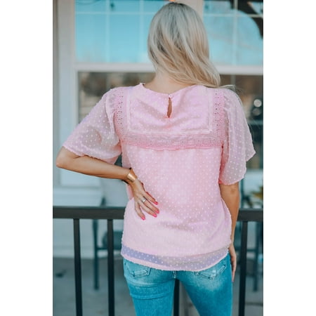 GCKG Women s Violet Flutter Sleeves Sheer Textured Babydoll Top (US 8-10)M