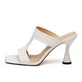thumbnail image 2 of Sandalias de tacón WAYDERNS blancas para mujer con punta abierta, copa 8.5US, 2 of 8