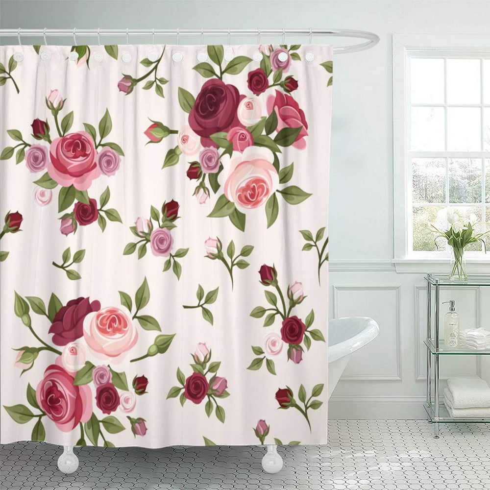 KSADK Green Burgundy Vintage Pattern with Red and Pink Roses Purple ...