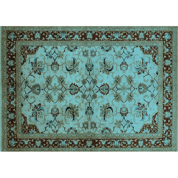 Ahgly Company Indoor Rectangle Oriental Light Blue Industrial Area Rugs, 8' x 10'