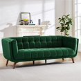 thumbnail image 2 of Pemberly Row Living Room Rectangular Tufted Back Velvet Sofa - Dark Green, 2 of 7