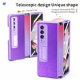 thumbnail image 5 of ELEHOLD for Samsung Galaxy Z Fold 3 Rugged Case, Hard PC＋Soft TPU Screen Protector Invisible Kickstand Hidden Bracket Anti-Scratch Shookproof Folding Case for ZFold 3 2021 7.6 inch, Purple, 5 of 6