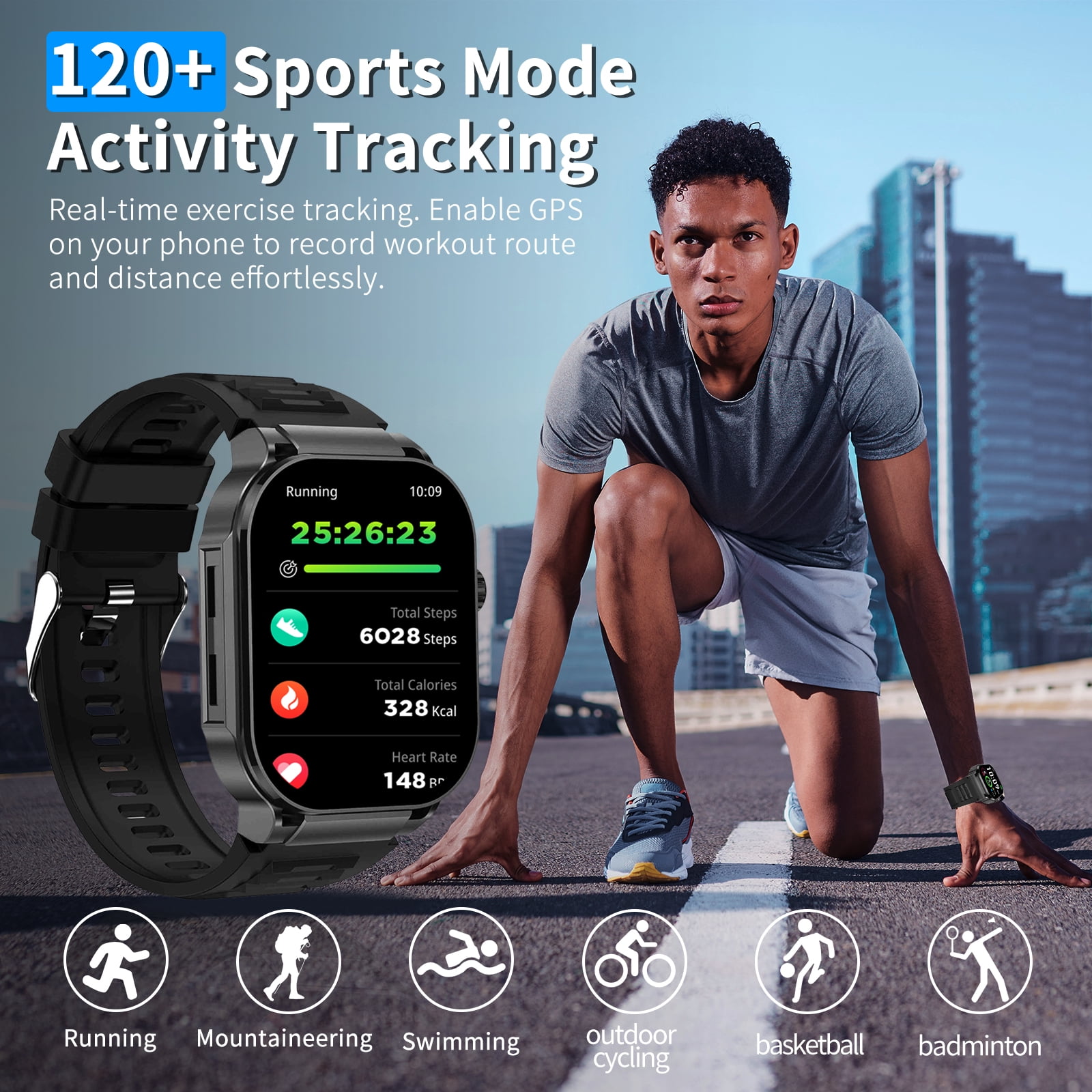 2026 NEW Smart Watch, 2.06''Amoled Screen SmartWatch for Men , Answer/Make/Message, 100+ Sports Modes, IP67 Waterproof Fitness Tracker Compatible with Android and iPhone (silver)