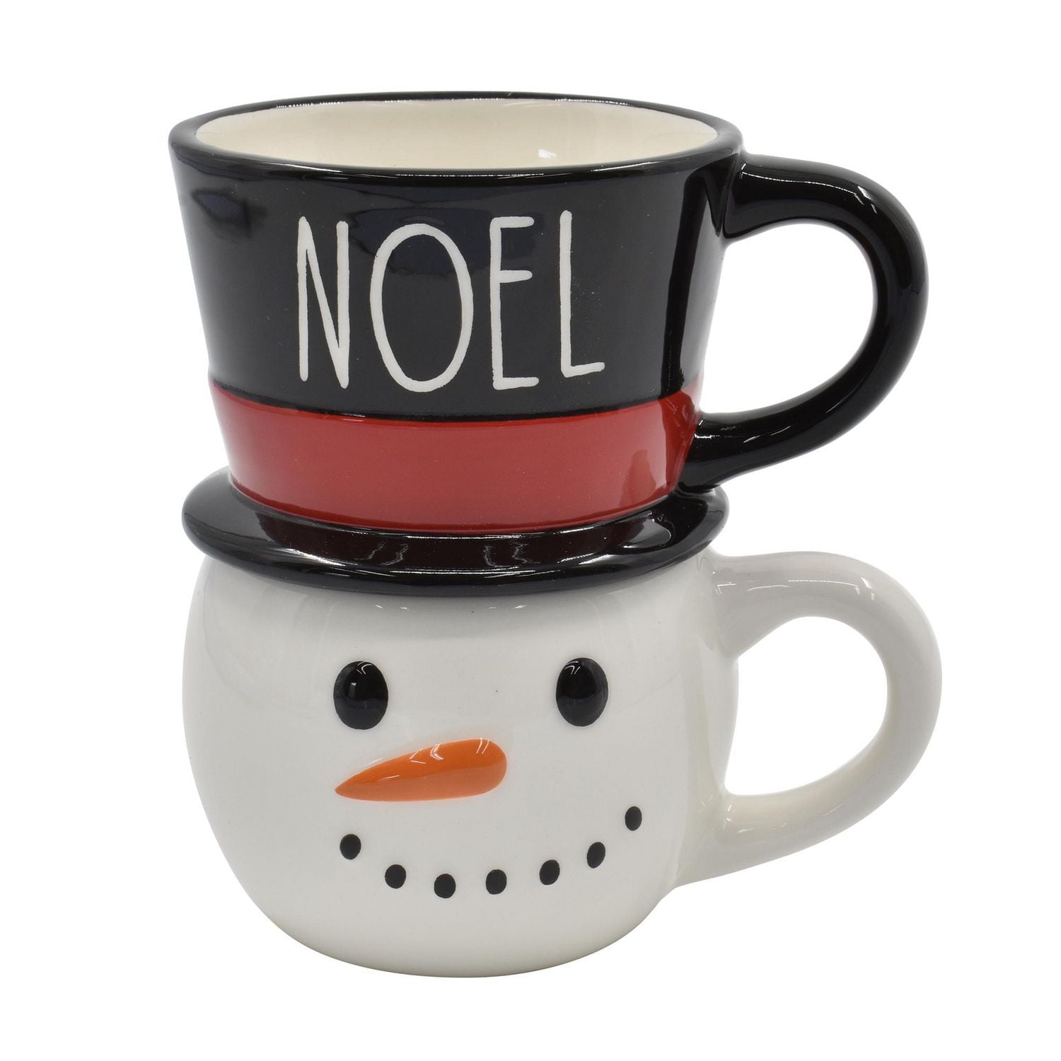 HOLIDAY TIME LOT DE 2 TASSES MOTIFS DOLOMITE BONHOMME DE NEIGE