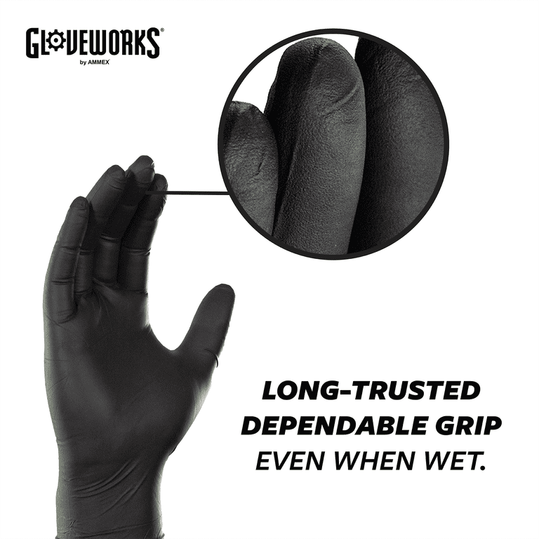 Gloveworks Black Nitrile Gloves, XL, 100 Count photo 4