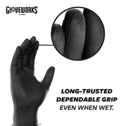 GLOVEWORKS Black Nitrile Gloves for Auto, Detailing, Mechanics, L, 100 Count