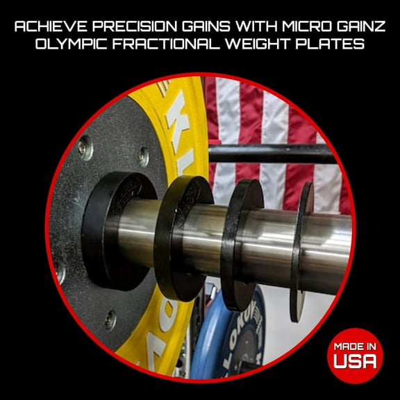 Gainz Calibrated Fractional Weight Plates Set, 8 Piece Olympic Weight Plates Set with Bag, Designed for Olympic Barbells for Strength Training and Loading, Made in USA