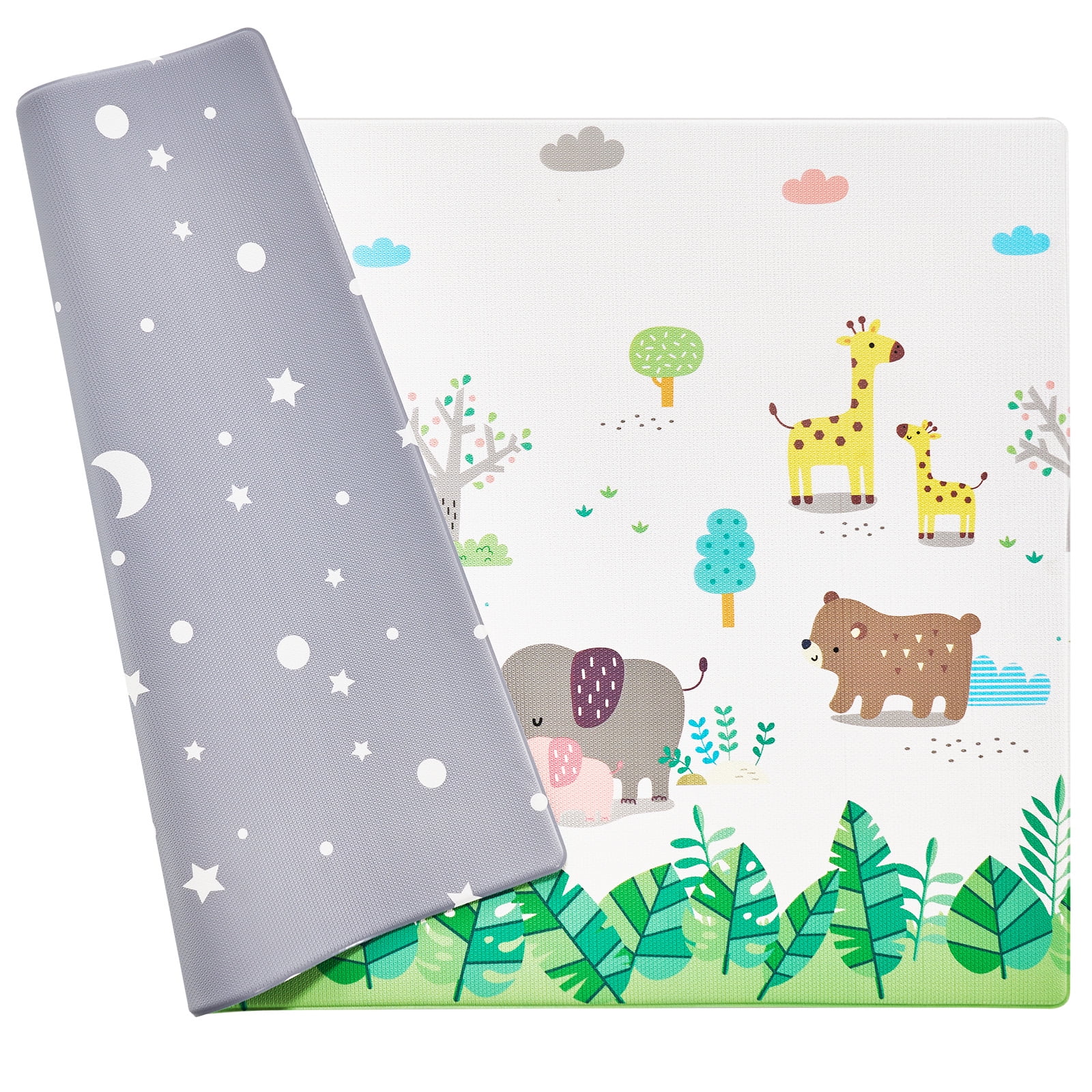 KFFKFF Baby Play Area, Crawling Space, Secure Non-Slip Unified Soft Padded Playmat 55"x82"