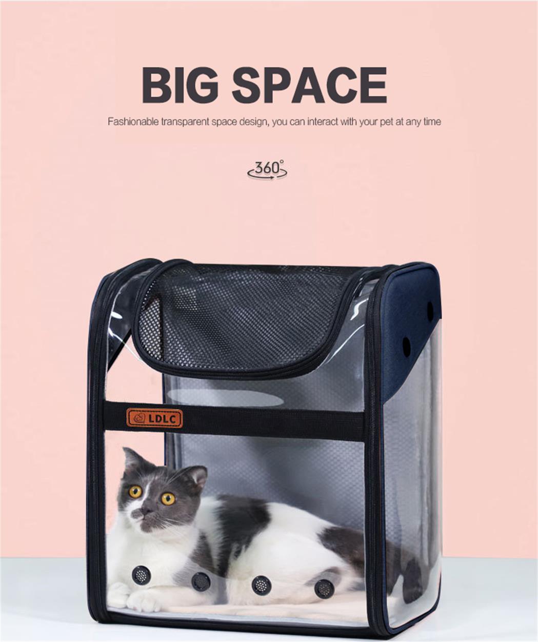 Pet Carrier Backpack for Dogs Cats Wide Use Breathable Round Hole High Quality Material for Shopping(Blue)