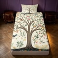 thumbnail image 4 of Homewish Tree of Life Flower Twin Sheets, Botanical Animal Theme Bedding, 3 Pieces, 1 Flat Sheet, 1 Fitted Sheet and 1 Pillowcase, 4 of 6