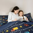 thumbnail image 4 of Feelyou Cartoon Car Bus Twin Bedding Sets 7pcs, Star Lines Stripes Bedding Comforter Set, 4 of 8