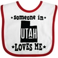thumbnail image 3 of Inktastic Someone in Utah Loves Me Vacation Boys or Girls Baby Bib, 3 of 4