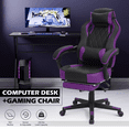 thumbnail image 2 of Magshion Computer Desk & Gaming Chair Set, Adjustable Height Reclining Chair with Retractable Footrest & Wheels & Lumber Support and Laptop Table Workstation, Purple, 2 of 10